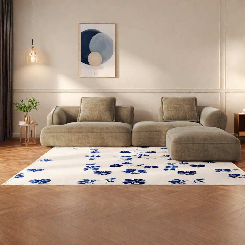 Canapés spacieux en forme de L modernes avec un design blanc cassé en mousse de qualité supérieure pour le salon familial