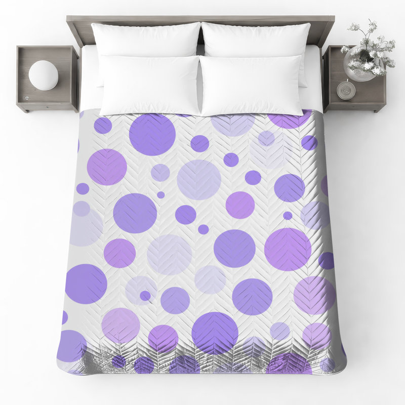 Purple Circle Pattern Quilted Bedspread All Sizes, King
