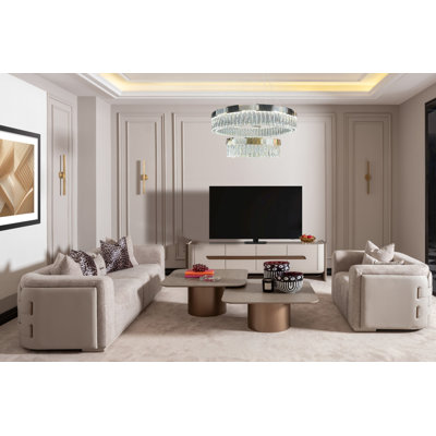 Canberra 4-Piece Living Room Set With Sofa, Two Cocktail Tables, And Accent Chair