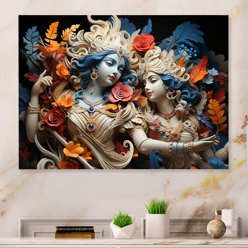 Hindouisme Krishna kaki dieux I - décoration murale en métal Hindouisme, H 34 po x l 44 po x P 1,5 po