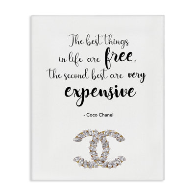 Second Best Things In Life Quote Fashion Brand Glam Text Super Oversized Stretched Canvas Wall Art by Ziwei Li