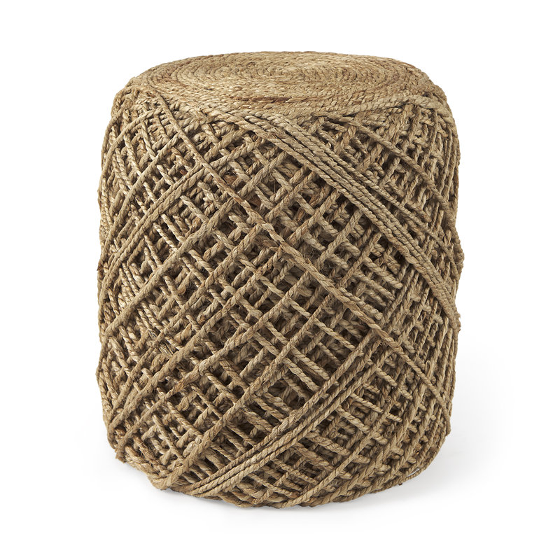 Pouf rond Rudolph de 15,7 po de largeur, Brun clair