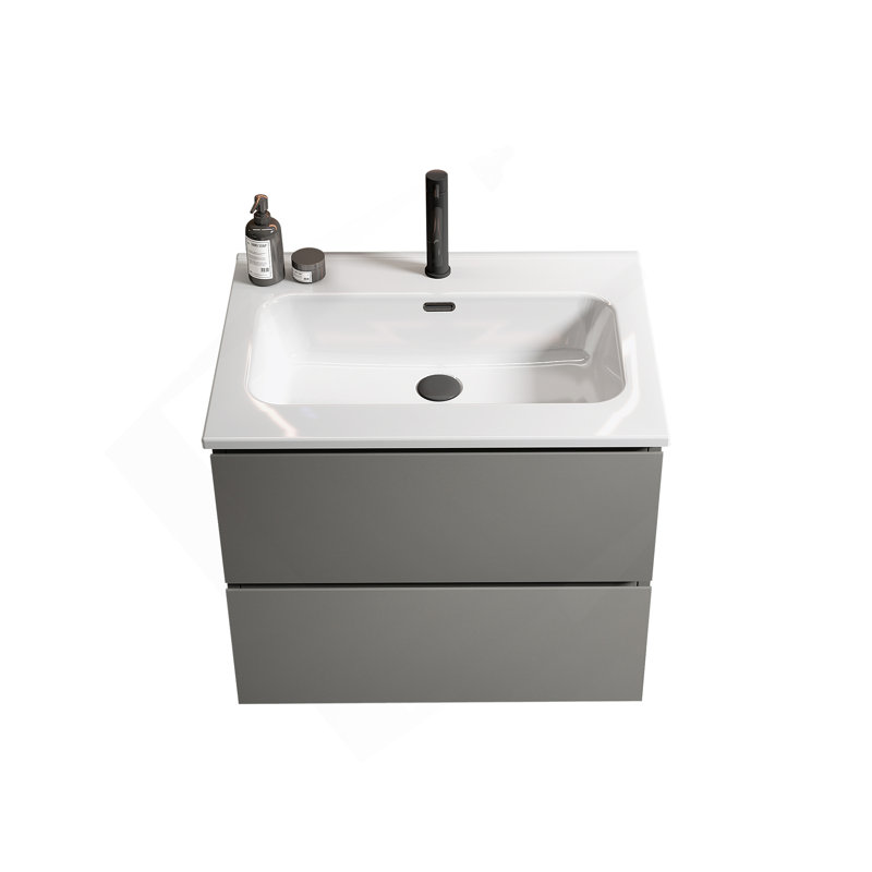 Meuble-lavabo mural 24 po avec lavabo, Gris