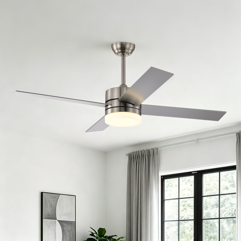 Avamaria 52'' Ceiling Fan with LED Lights, Brushed Nickel