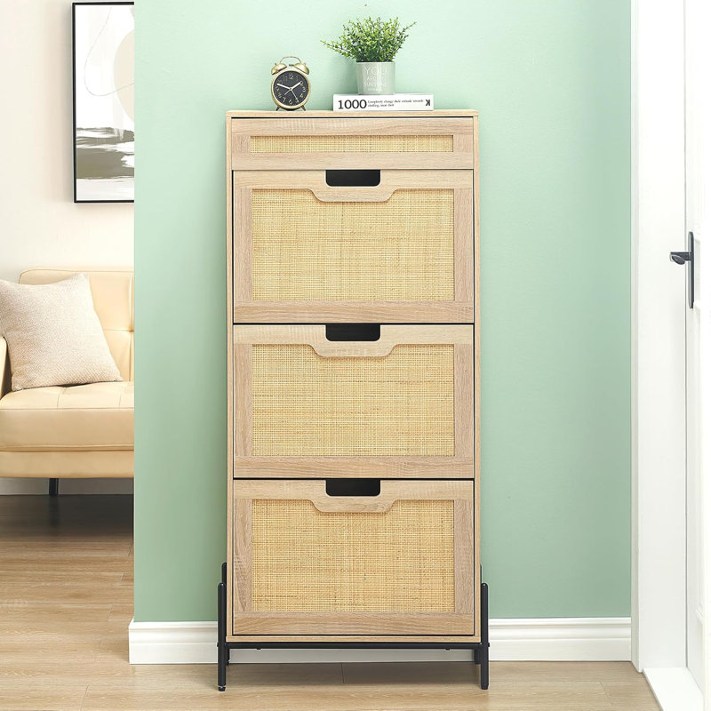 Solid Wood Flip Down Shoe Storage, Natural