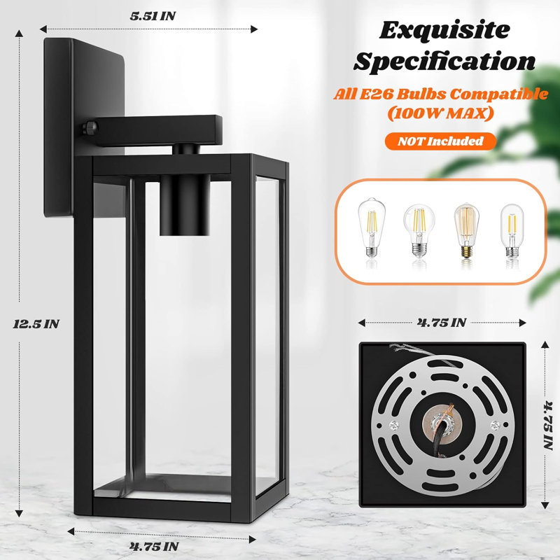 2-Pack Outdoor Light Fixtures Wall Mount, Waterproof Exterior Wall Lanterns
