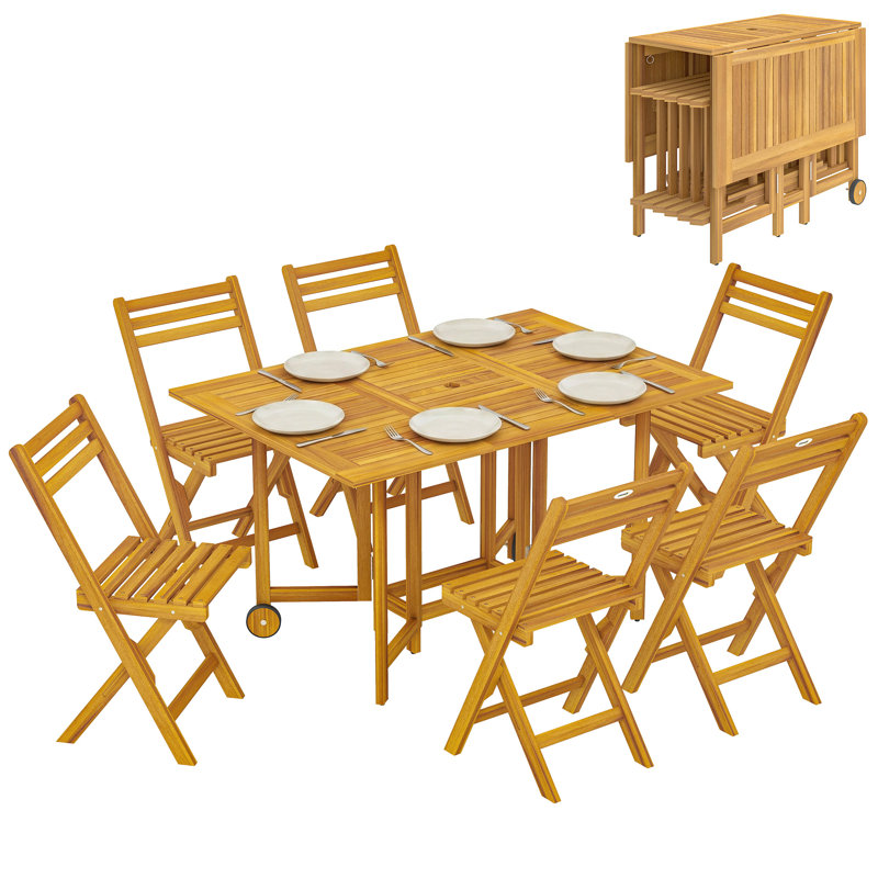 Rectangle Solid Wood Patio Dining Set