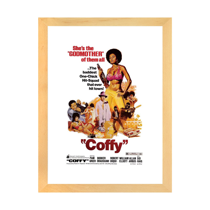 Coffy - Advertisements Print, 32" H x 24" W x 1" D, Natural Wood Framed Paper, White