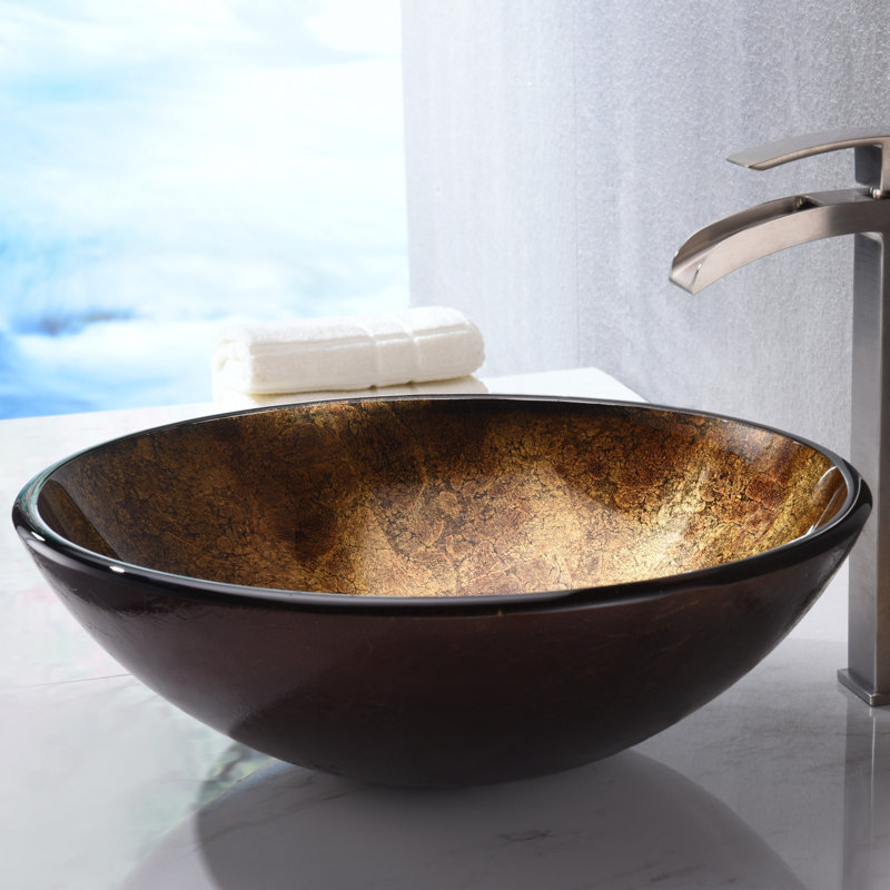 ANZZI Arc 16.5'' Autumn Dusk Tempered Glass Circular Bathroom Sink