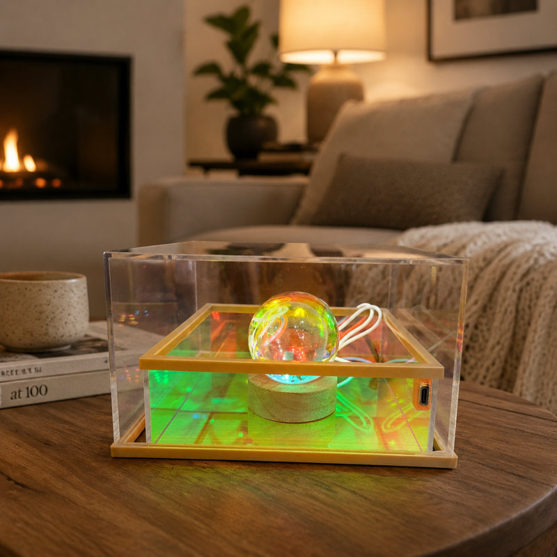 3Pcs Lighted Stackable Acrylic Iridescent Display Case