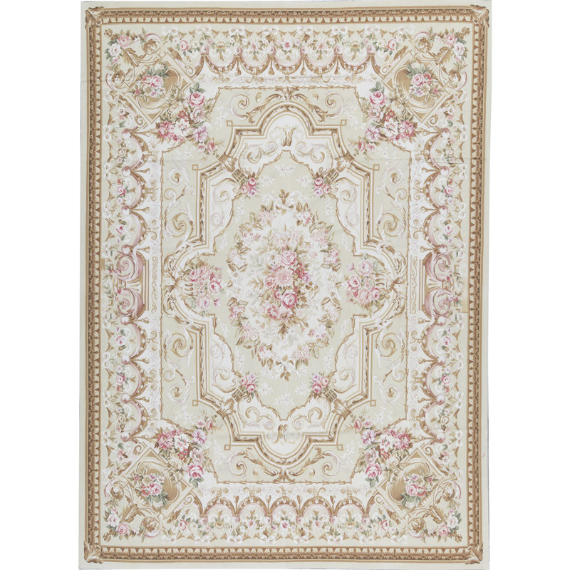 Hand-Knotted High-Quality Peach and Ivory Area Rug