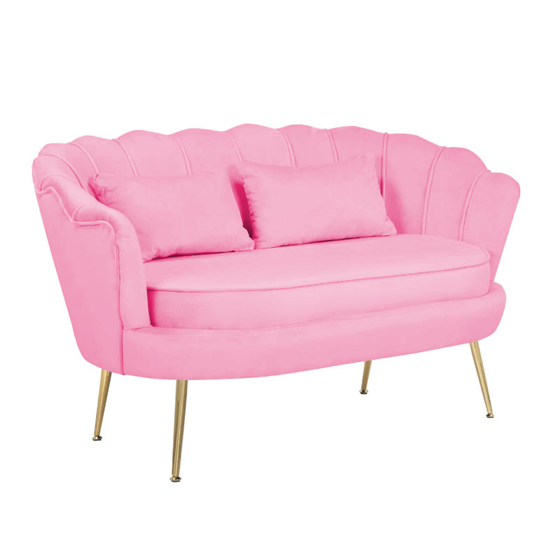 Carney Velvet Loveseat Accent Sofa, Blush Pink