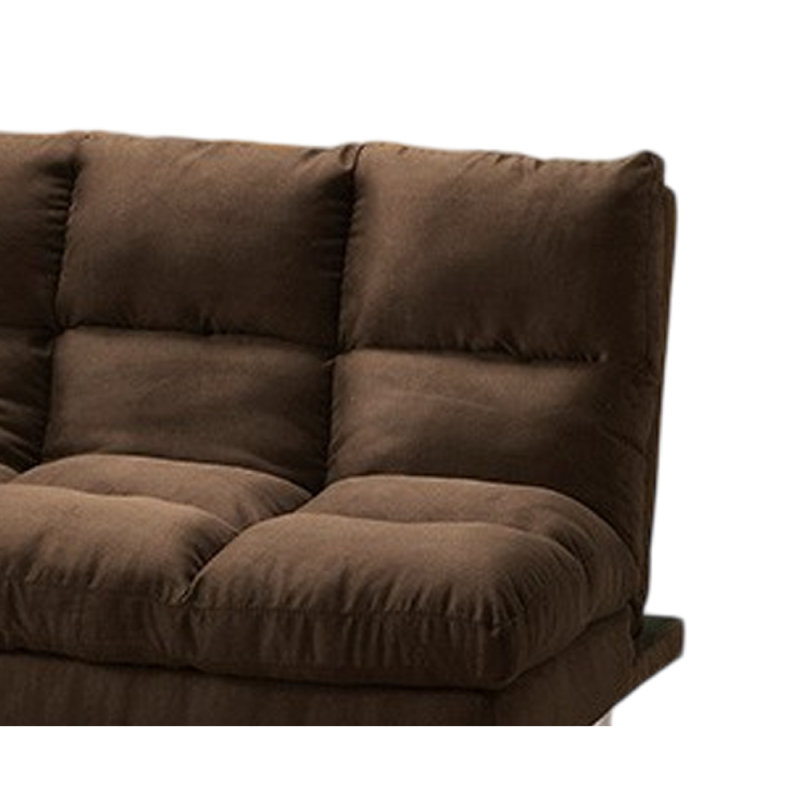 Canapé-lit Sar Fold Out, microfibre touffetée brun foncé, pieds chromés