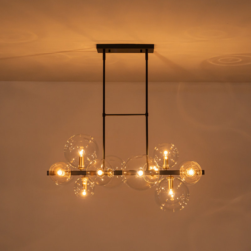 12-Light Clear Glass Linear Chandelier