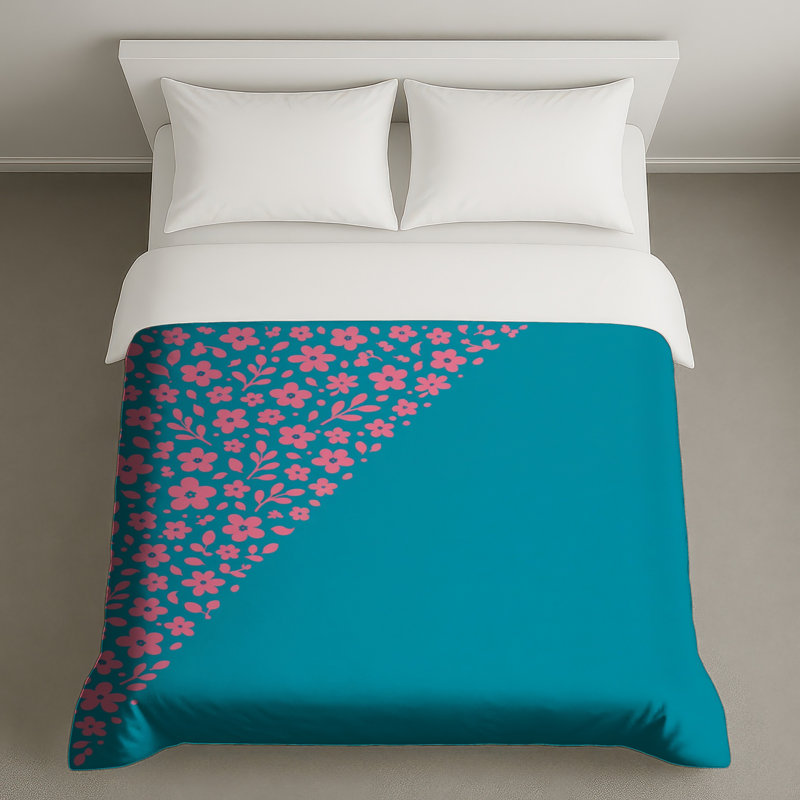 Housses de couette de coin rose à motif floral, King
