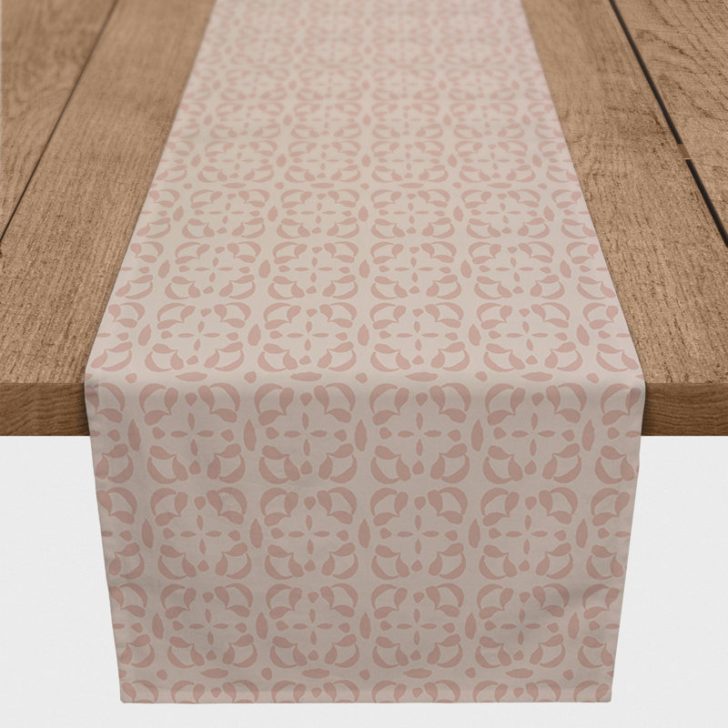 Chemin de table Azlin, 90 po x 16 po, Rose, Géométrique 2