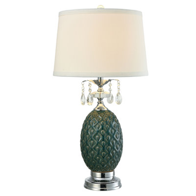 Maxie Crystal Table Lamp with Crystal and Ceramic Base