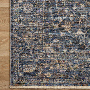 Tapis bleu en polyester tissé à la machine Sorrento