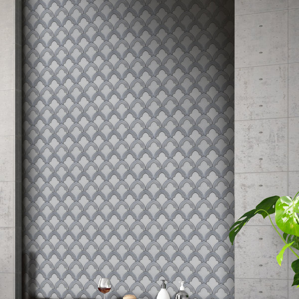 10" x 10" Marble/Glass Fish Scale Mosaic Wall & Floor Tile