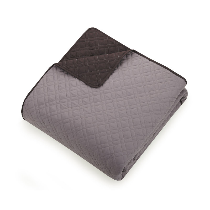 Full Gray Reversible Microfiber Kids Quilt Set