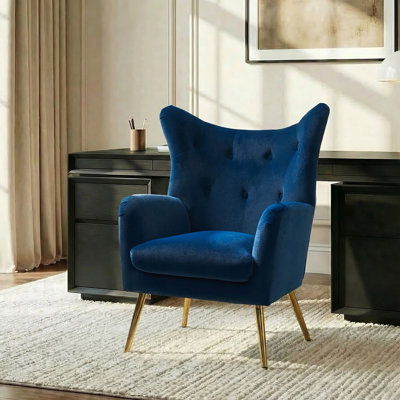Avianna 29.25" Wide Tufted Velvet Wingback Chair