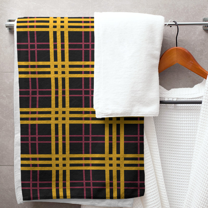 Bath Towel, Black/Red/Yellow, Microfiber
