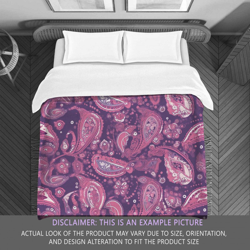 Édredon en microfibre à motif cachemire rose / mauve, Édredon simple très long