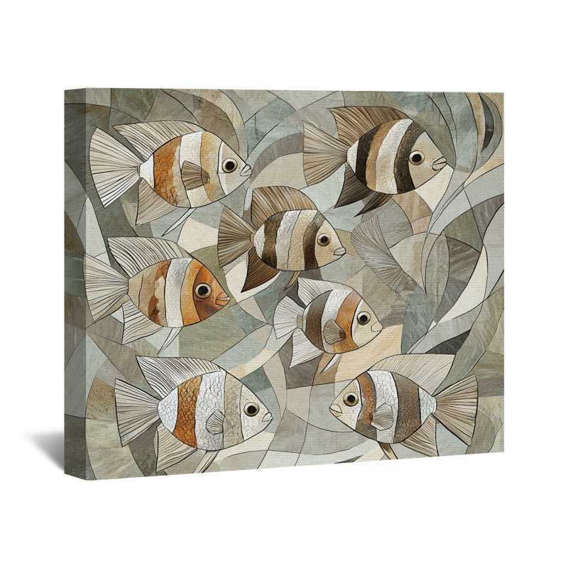 Toile de poisson tendue sur toile - Décoration murale aquatique, H 12 po x l 12 po