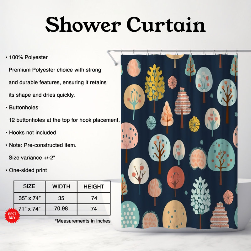 Magical Space - Premium Shower Curtain, H 74 po x l 71 po
