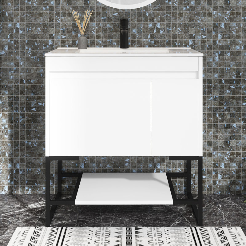 Ensemble de meuble-lavabo autoportant 30 po avec comptoir en céramique Wiepke