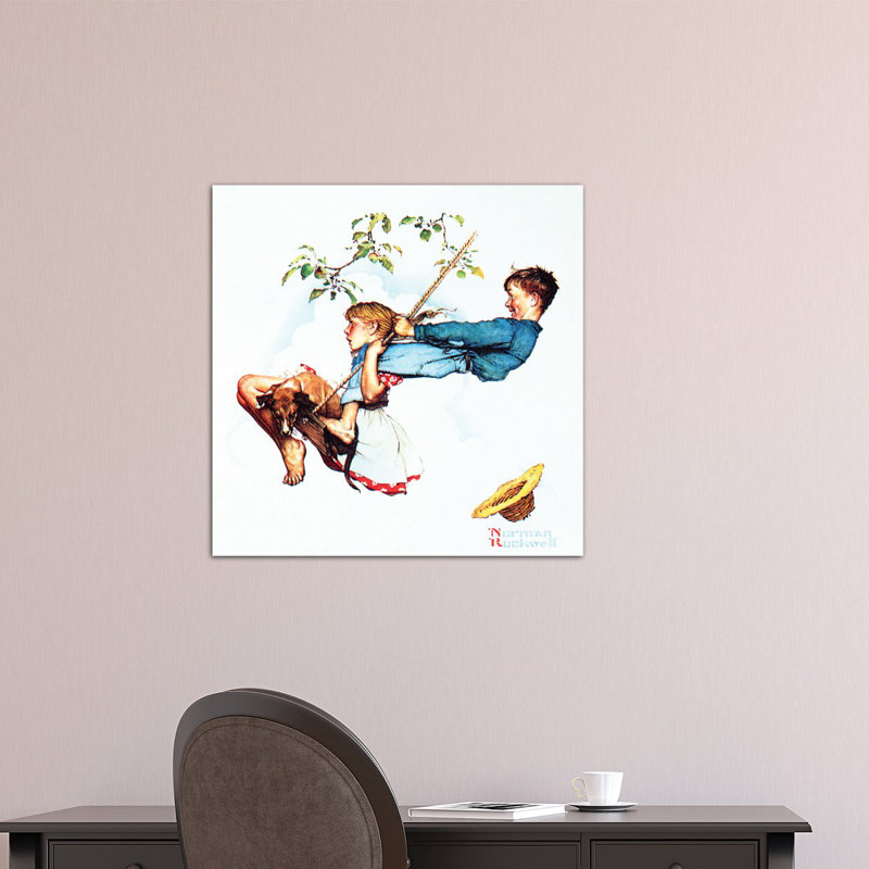 «Young Love Swinging» par Norman Rockwell, impression sur toile tendue, H 26 po x l 26 po x P 1,5 po