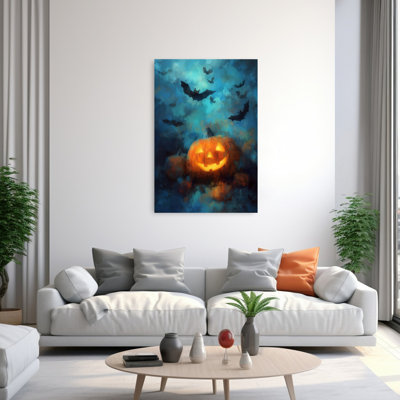 Citrouille d'Halloween, art contemporain de chauve-souris