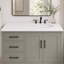 Plateau en quartz blanc de 37 po avec lavabo simple en céramique blanche - à droite-134637749