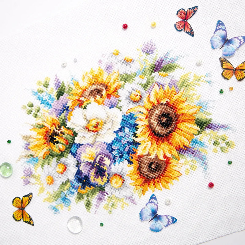  Counted Cross-Stitch Kit Bouquet with Sunflowers 210-312