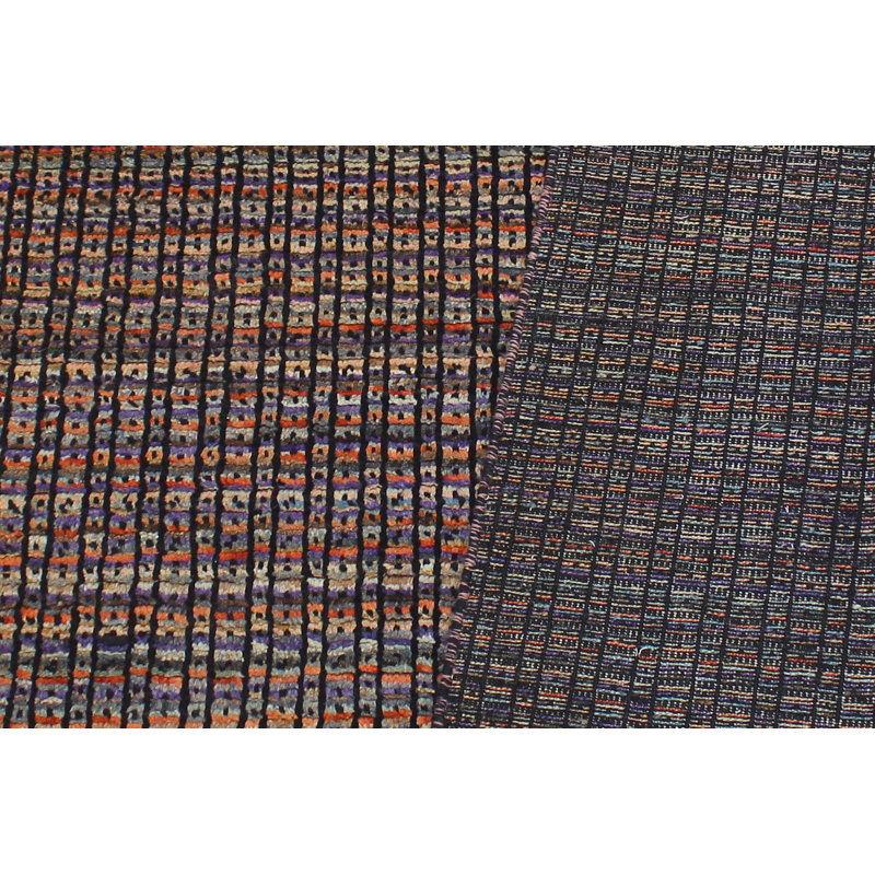 Tapis noir / rouille en laine rustique Berjesta Parita - 5 pi 0 po x 6 pi 6 po