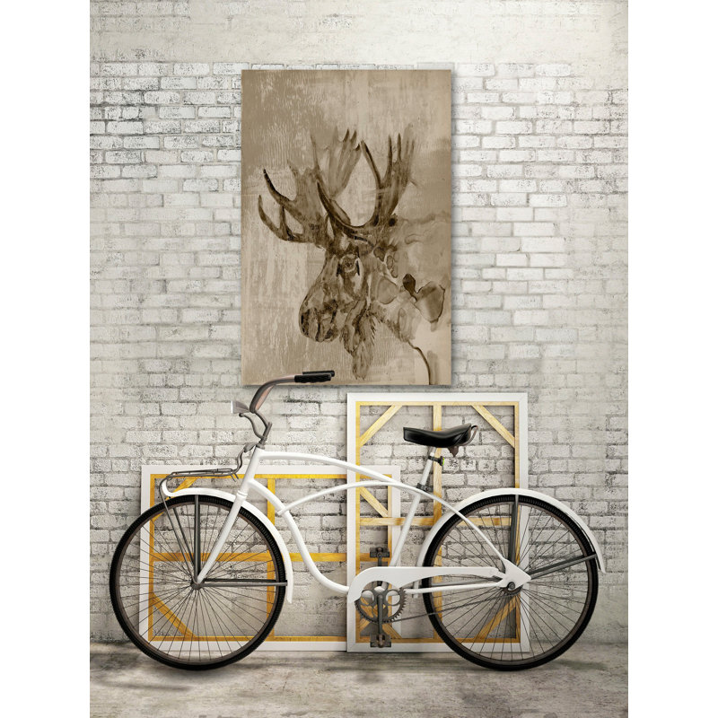 Startled Moose - Wrapped Canvas Painting, 30 cm H x 20 cm W x 4 cm D