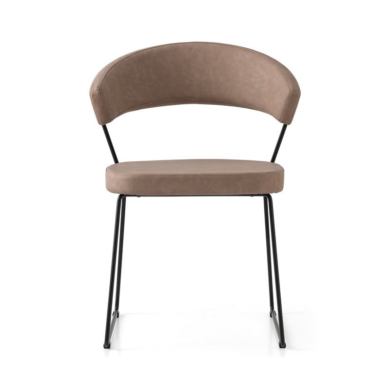 New York Upholstered Armless Chair with Sled Base, Matt Black, Desert