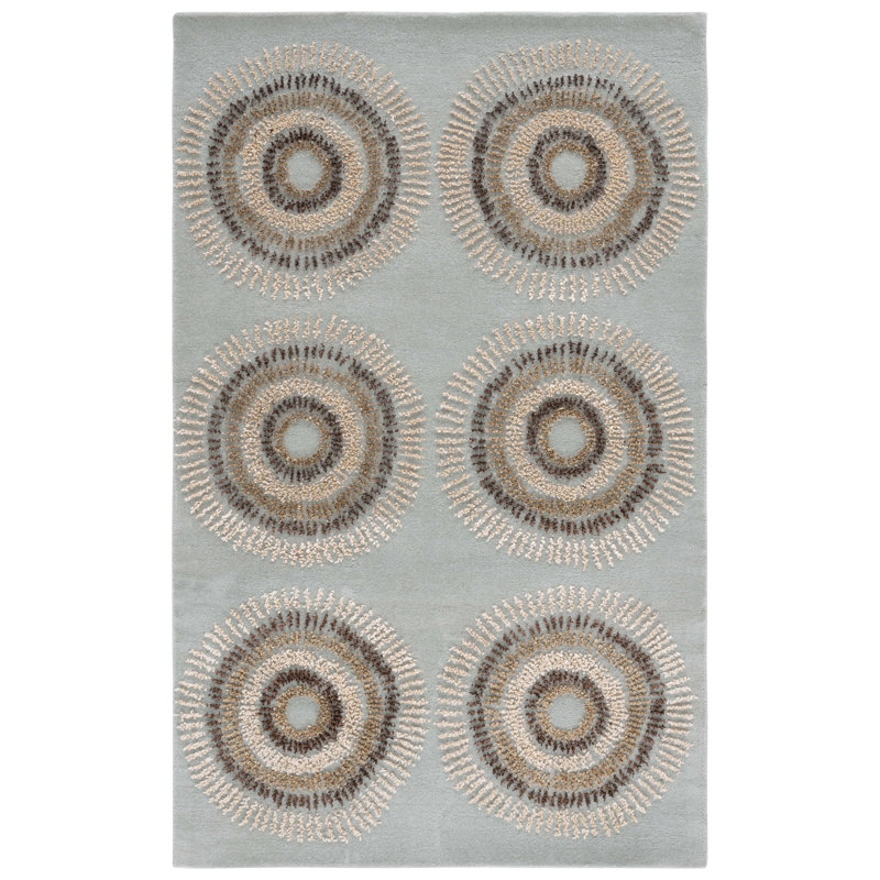 Tapis géométrique en laine touffeté à la main Jorie, Rectangle 3 pi 6 po x 5 pi 6 po
