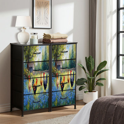 Commode pour chambre à coucher Commode pour coq de garde-robe, art mural Texas Bluebonnet Field Painters Commodes pour animaux de ferme et commodes de rangement en tissu