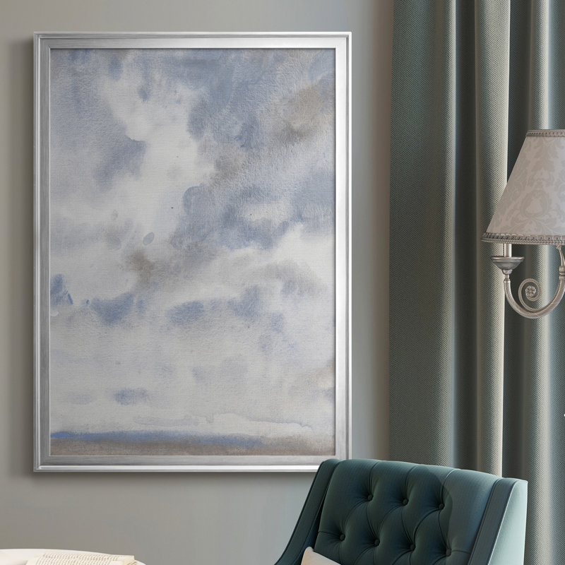 Toile encadrée de qualité supérieure bleu ciel III - prête à être accrochée, H 30,5 po x l 22,5 po x P 1 po, Cadre argenté