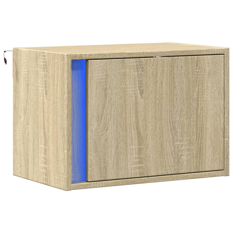Daryana 50cm W Manufactured Wood Bedside Table, Sonoma Oak