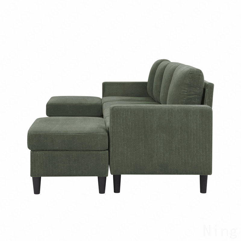 Cordory Upholstered Modular Sectional With 2 Ottomans, Dark Green