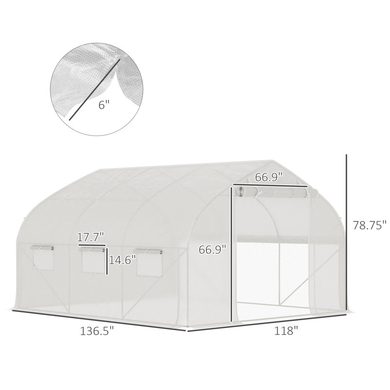 Serre de plain-pied sans cadre, H 78,75 po x l 118 po x P 136,5 po, Blanc