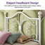 Anterrio Metal Open-Frame Bed with Butterfly Pattern Design Headboard and Footboard-88569661-88568931