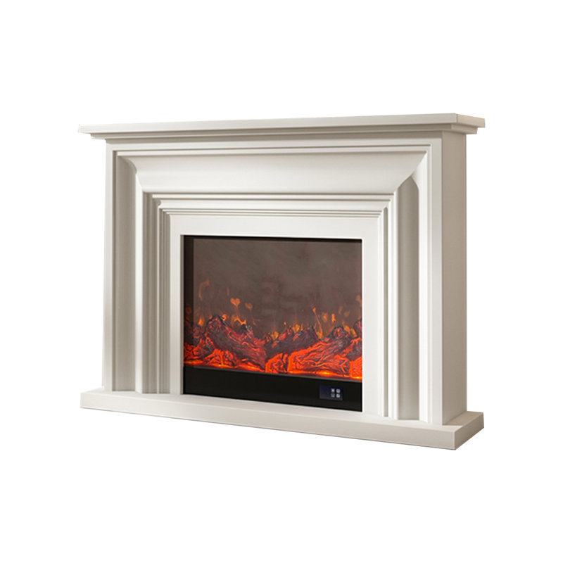 Italian minimalist electronic simulation of flame fireplace, White, 45.67" H x 59.06" W x 12.99" D