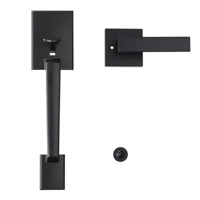 Poignée d'entrée de porte extérieure noire avec levier