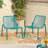 Stackable Outdoor Chairs, Mesh Seating, Angled Legs, 26" W X 22.45" D H, Teal Modern Chair , Build, 26"X22.45"X26