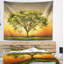 Tapisserie Arbre contre soleil couchant-28491173