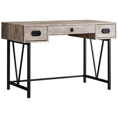 Bureau d'ordinateur avec tiroirs de rangement, l 48 po, mobilier de bureau personnel, stratifié beige, pieds en métal noir, poste de travail 48 po Work for Space, métal, compartiments