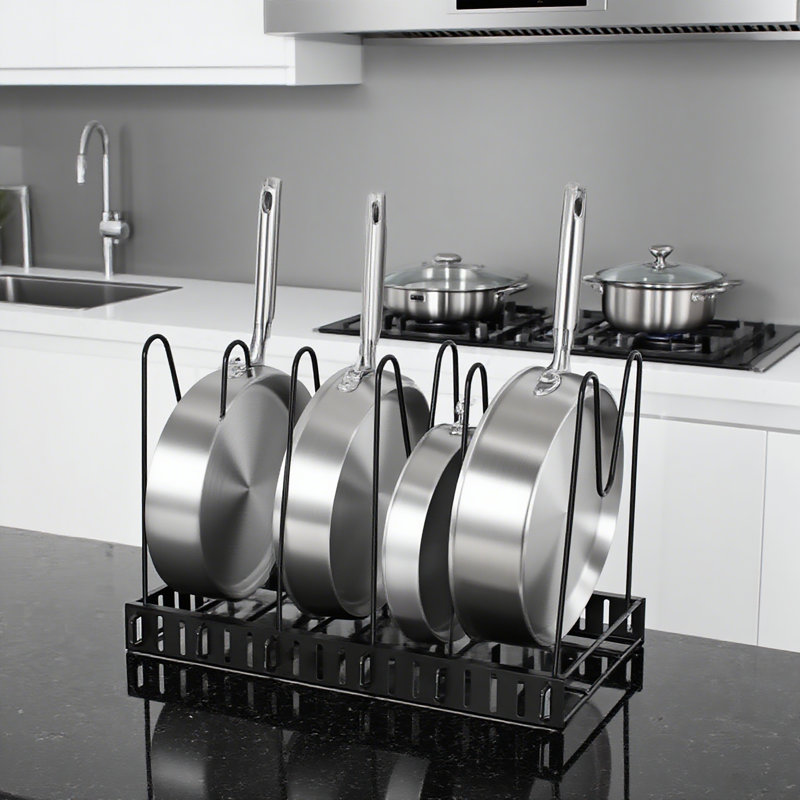 Support de rangement en acier au carbone, casserole et couvercle pour armoire de cuisine